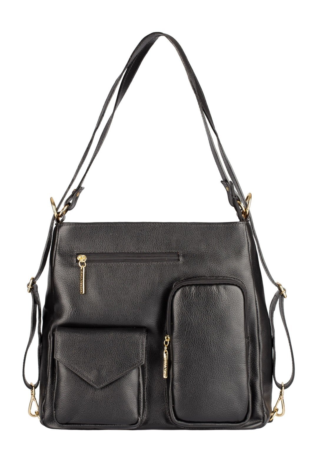 Bolsa Andrea Vinci Mochila De Couro Liso Érica – Preto
