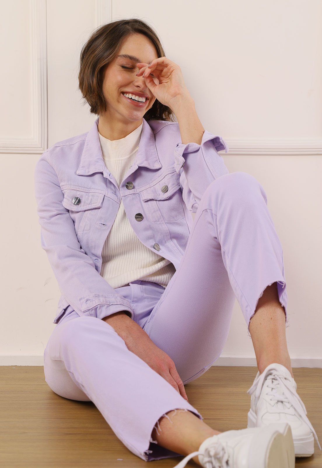 Calça Sarja Le Lis Blanc Deux Slim Color Lilás