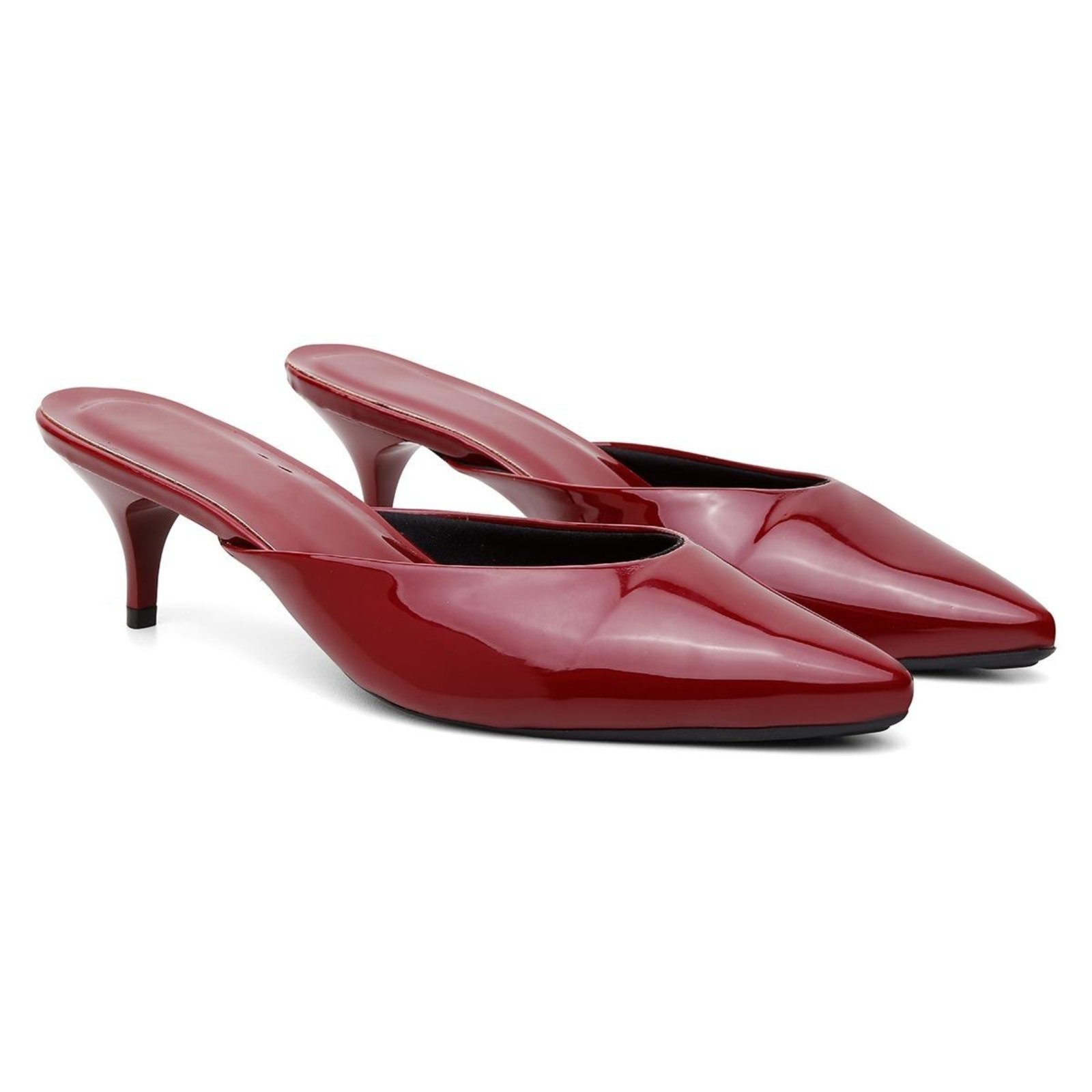Sapato Scarpin Feminino Anna Andrade Casual Salto Fino Mule Bico Fino Moderno Verniz Vermelho