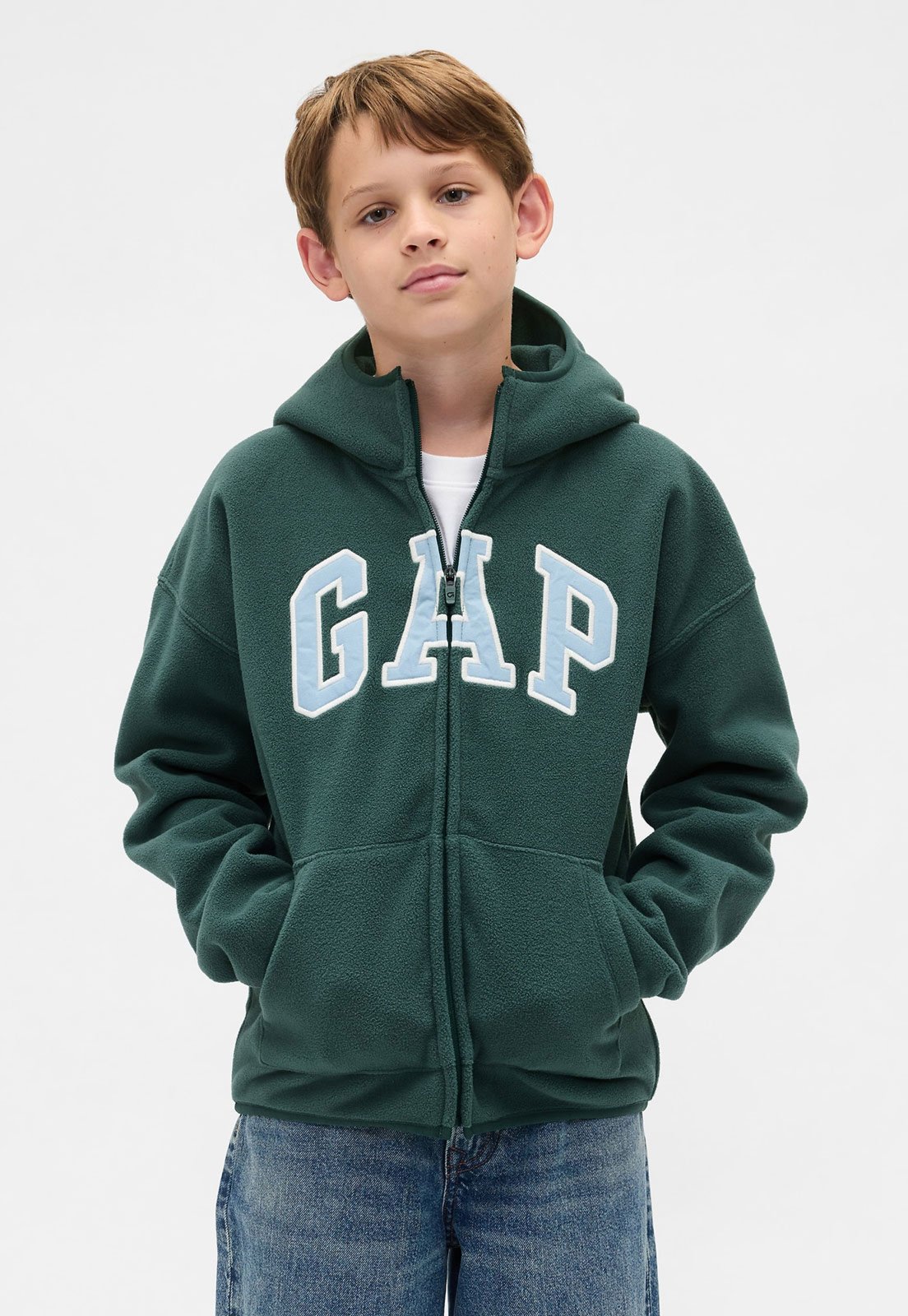 Vista 2 Infantil - Jaqueta de Moletom GAP Fleece Escura verde GAP verde