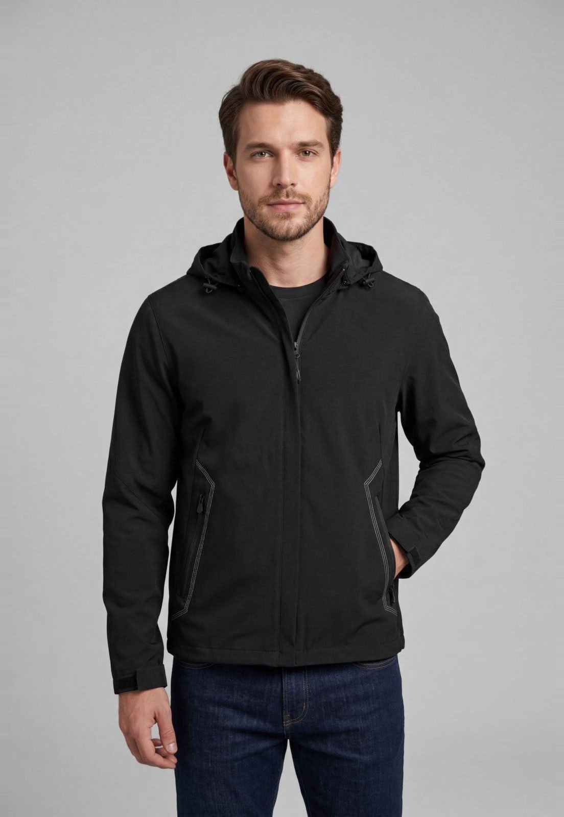 Jaqueta Masculina Broken Rules Capuz Zíper Preta