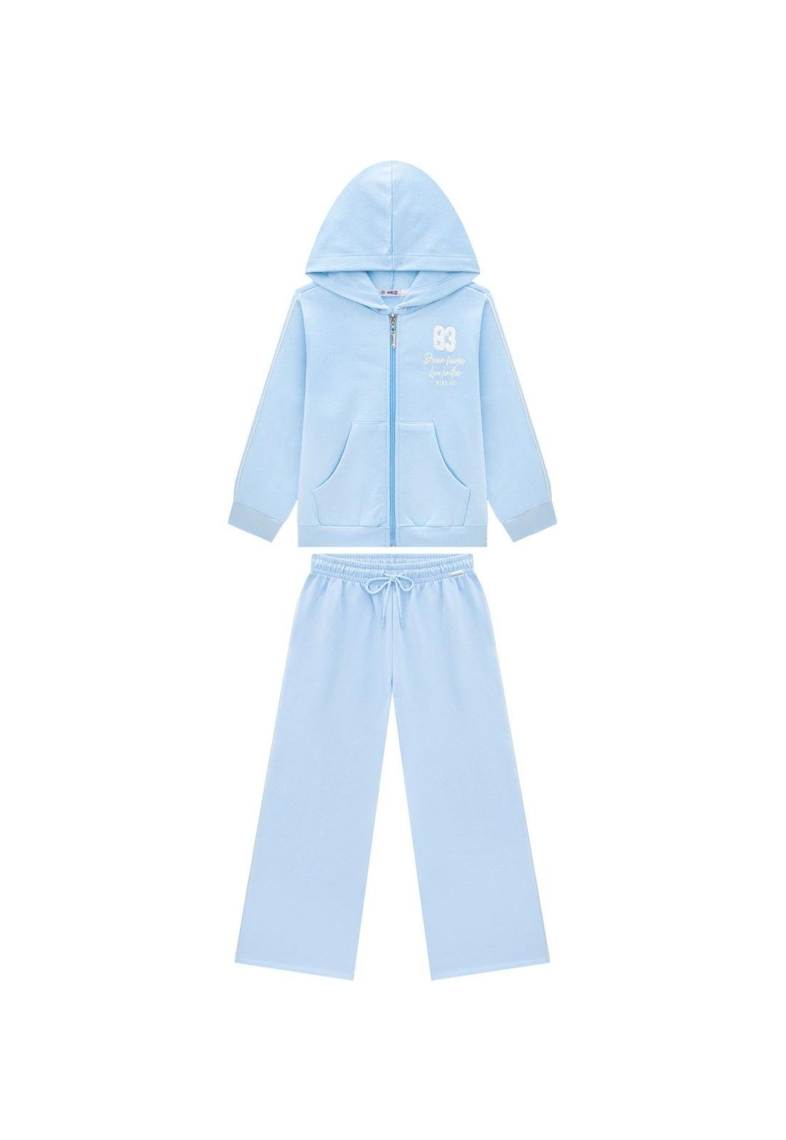 Infantil - Conjunto Moletom Longo com Capuz Azul Nina Go 14 Azul