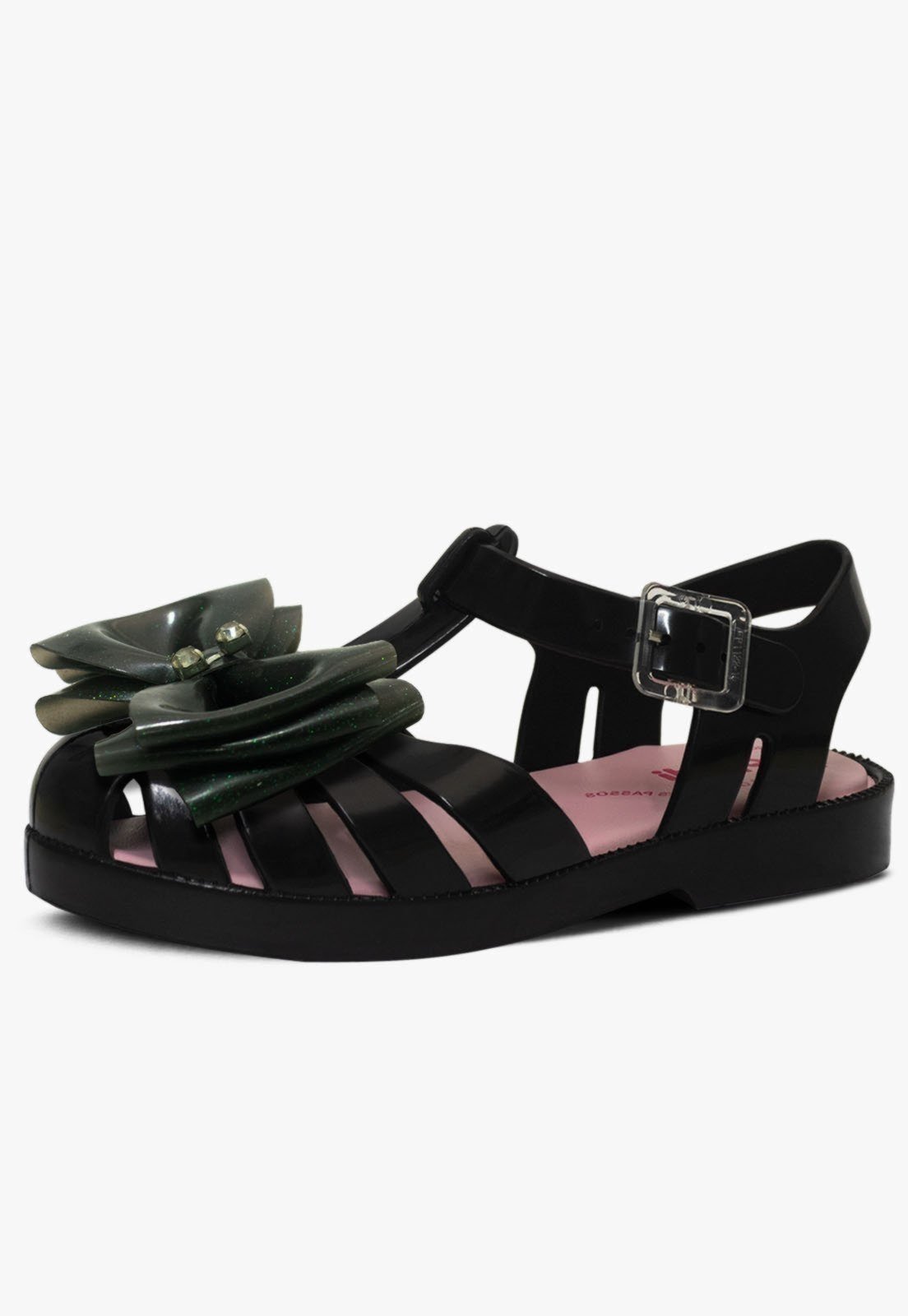 Infantil - Sandalia Feminina Pópidi Laço Grande Preto