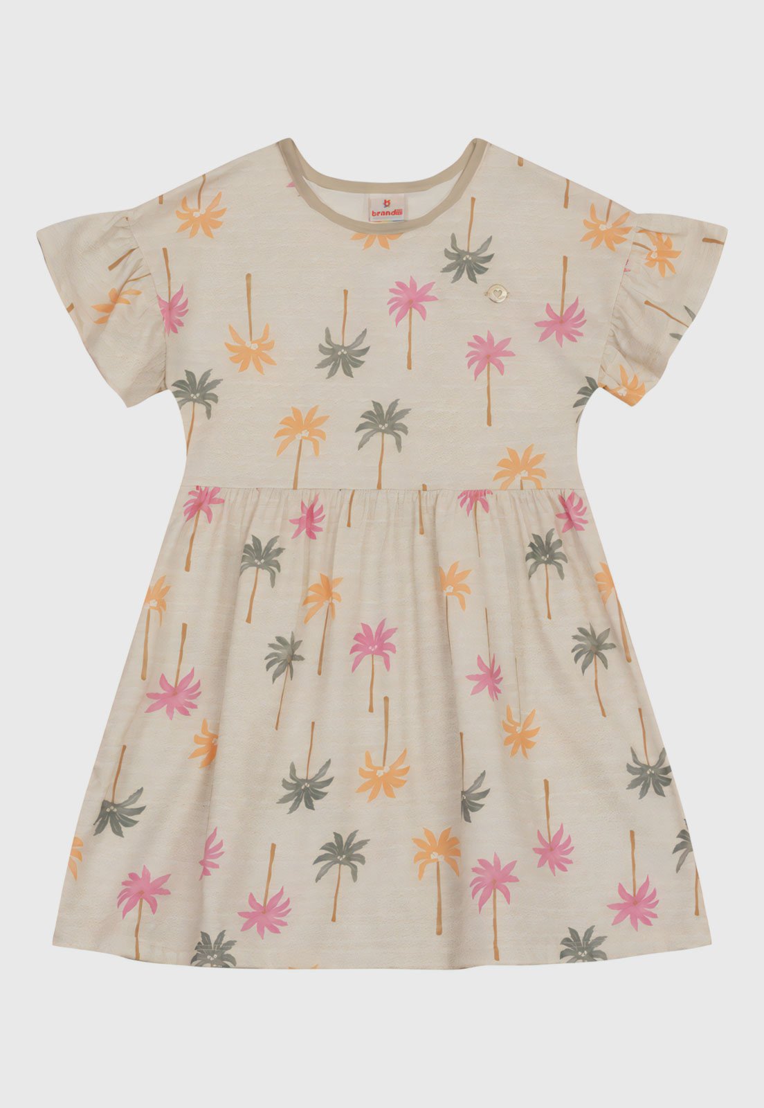 Vista 3 Infantil - Vestido Brandili Floral e Folhagem bege Brandili bege