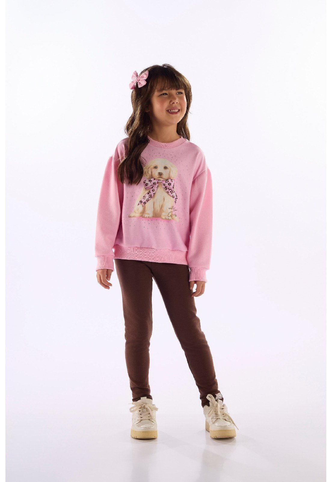 Infantil - Conjunto Golden Blusão e Calça Legging Quimby Rosa
