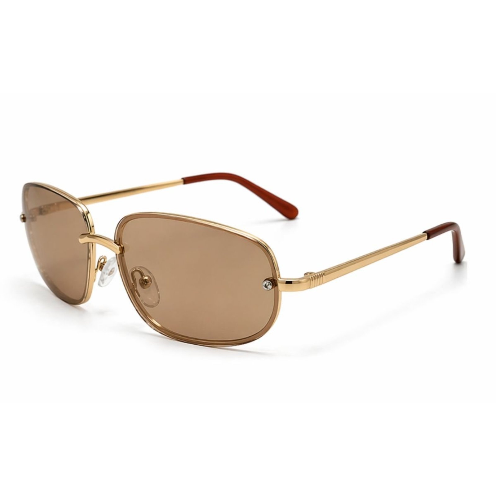 Óculos de Sol Retrô Virginia Metal Dourado Vintage Premium UV400 Marrom