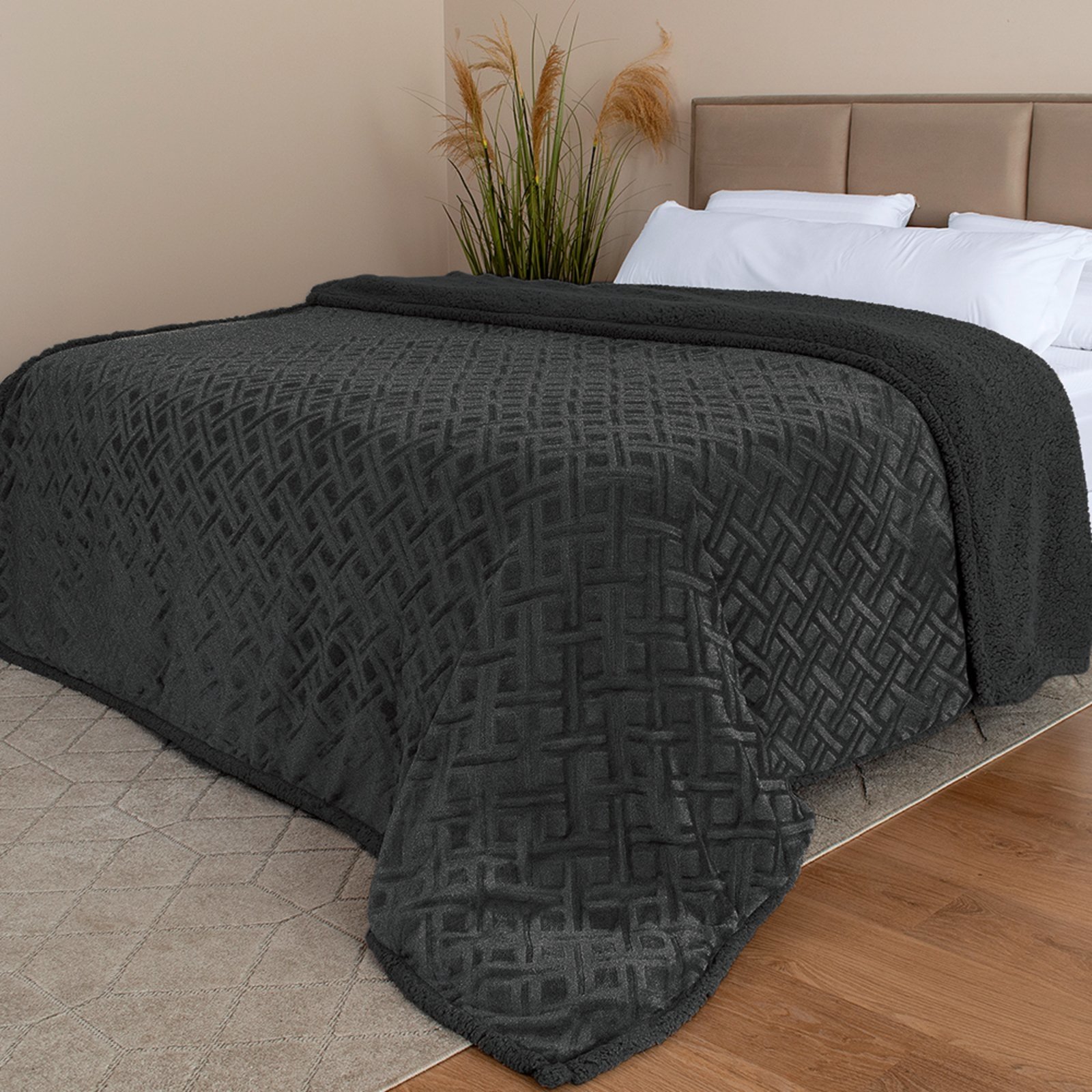 Coberdrom Edredom Manta Queen Aveludado com Sherpa Soft Dupla face – BF Colchões
