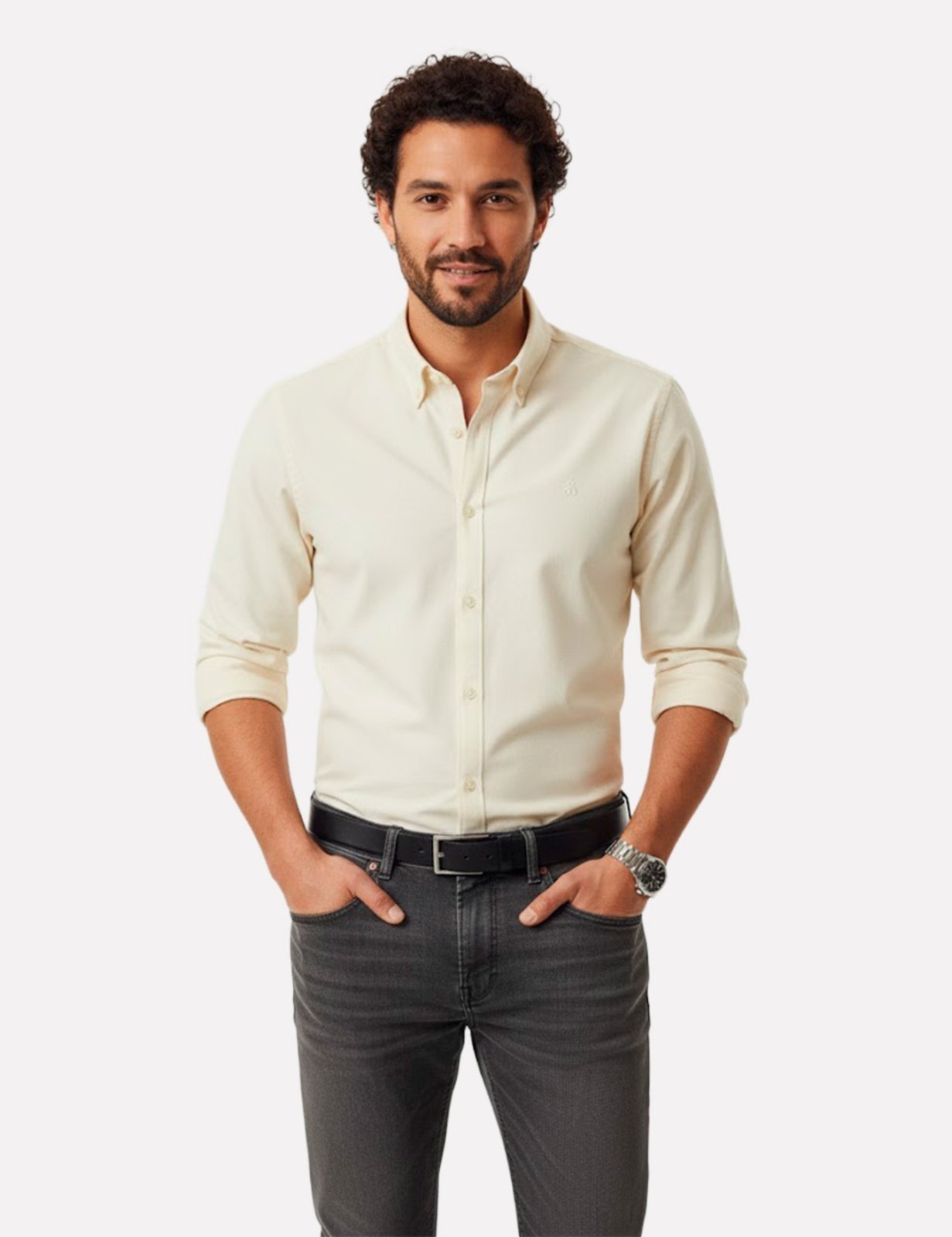 Vista 2 Camisa Hugo Boss Masculina Slim Fit H-ROAN-BD-E-C1 Amarela amarelo amarelo