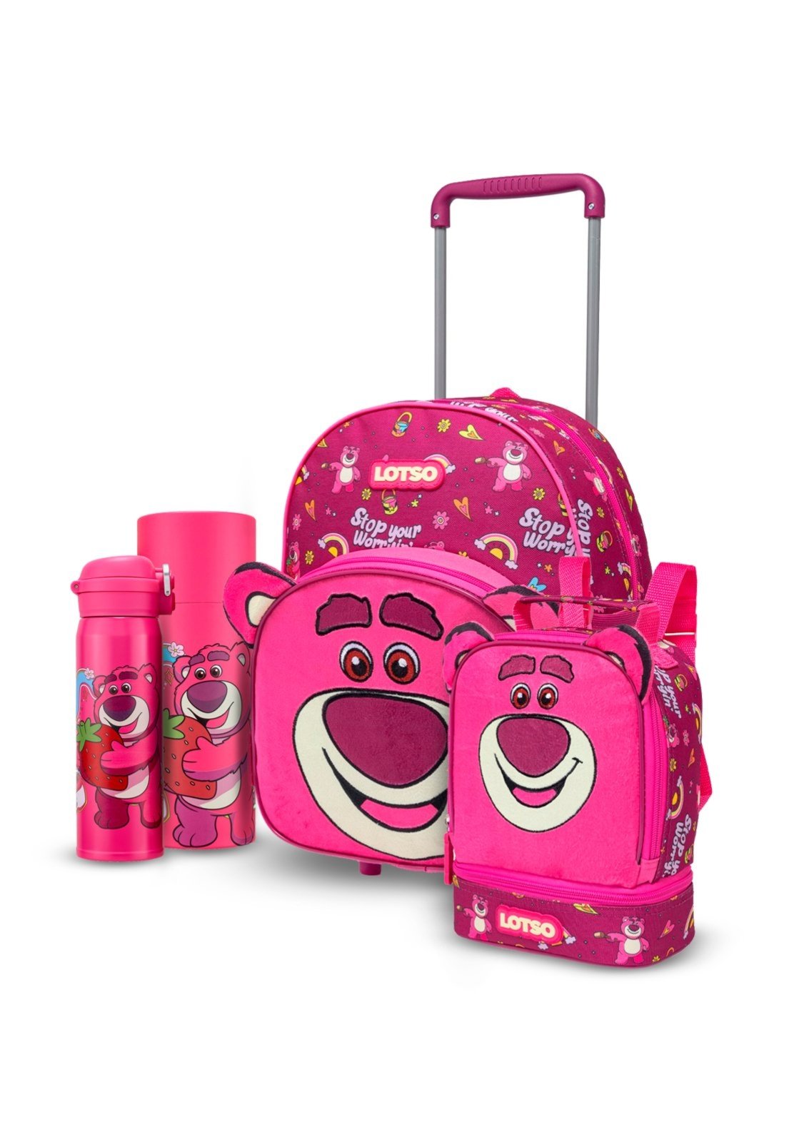 Infantil - Kit Mochila Rodinhas Lancheira Garrafa Lotso Toy Story Escolar