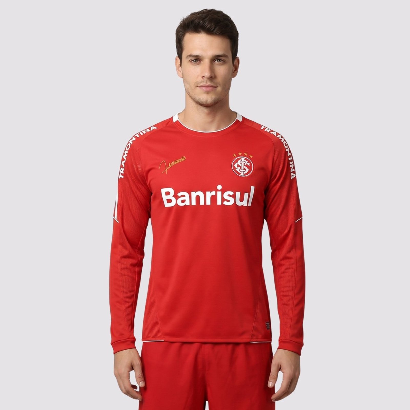 Camisa Internacional Retrô Libertadores 2006 Fernandão Manga Longa Vermelha