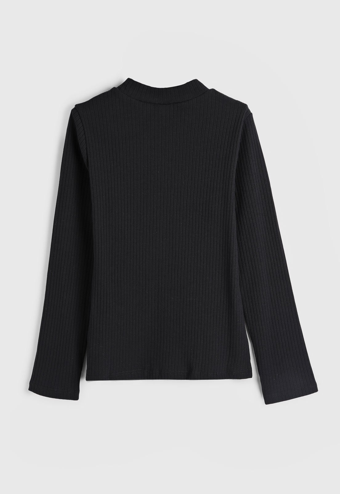 Vista 3 Infantil - Blusa Kamylus Canelada Com Bordado Preta preto Kamylus preto