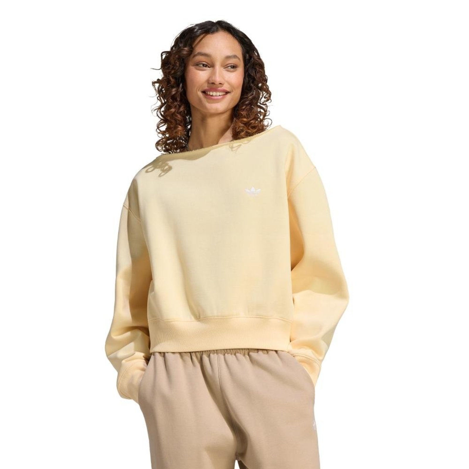 Moletom Fleece Gola Canoa Essentials adidas Originals Amarelo