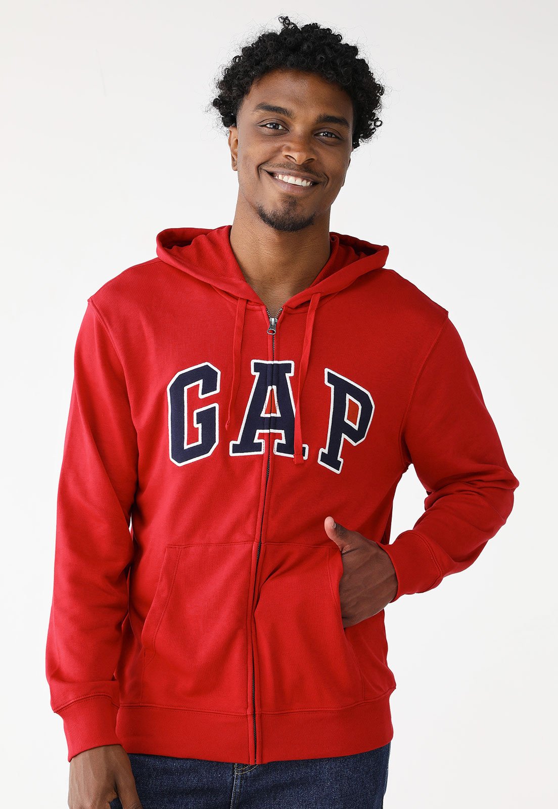 Blusa de Moletinho Aberta GAP com Capuz Vermelha
