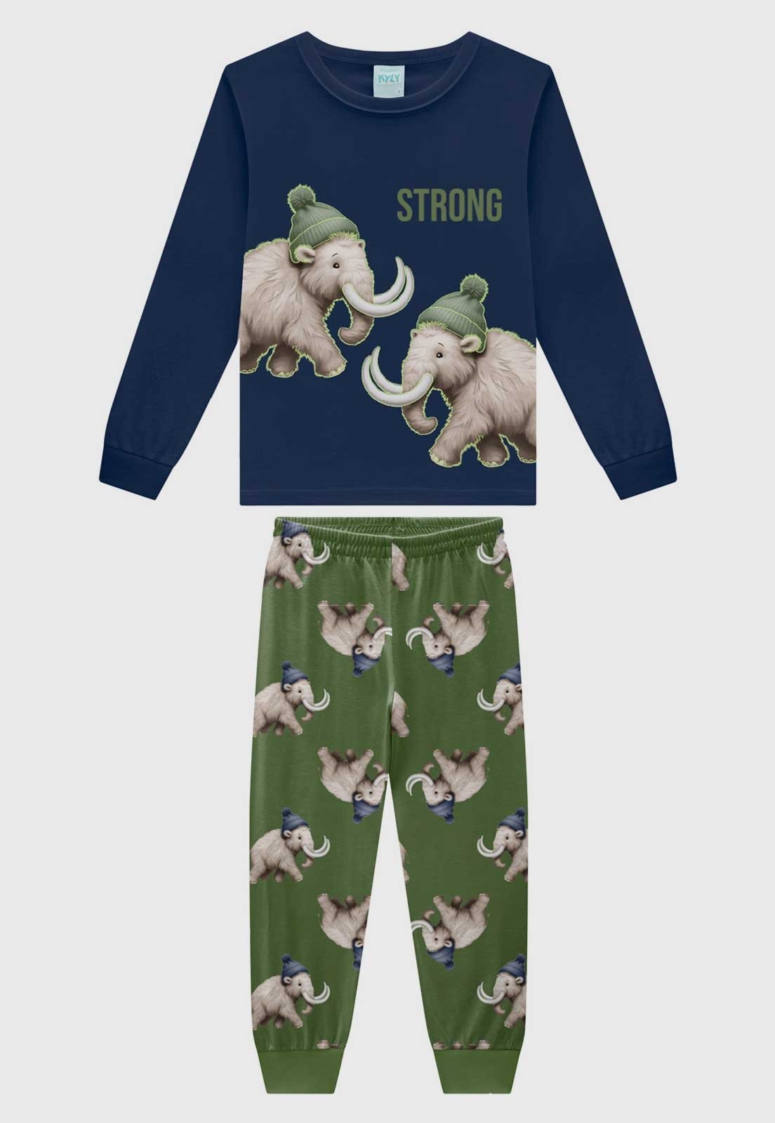 Conjunto Pijama Kyly Mamutes Azul Marinho