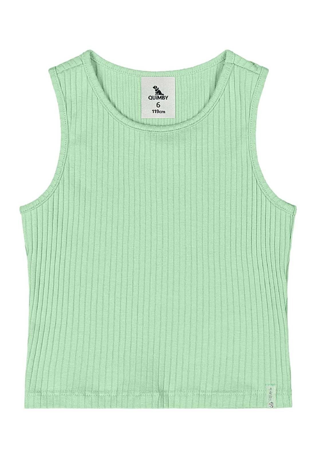 Infantil - Cropped em Ribana Canelada Menina Quimby Verde