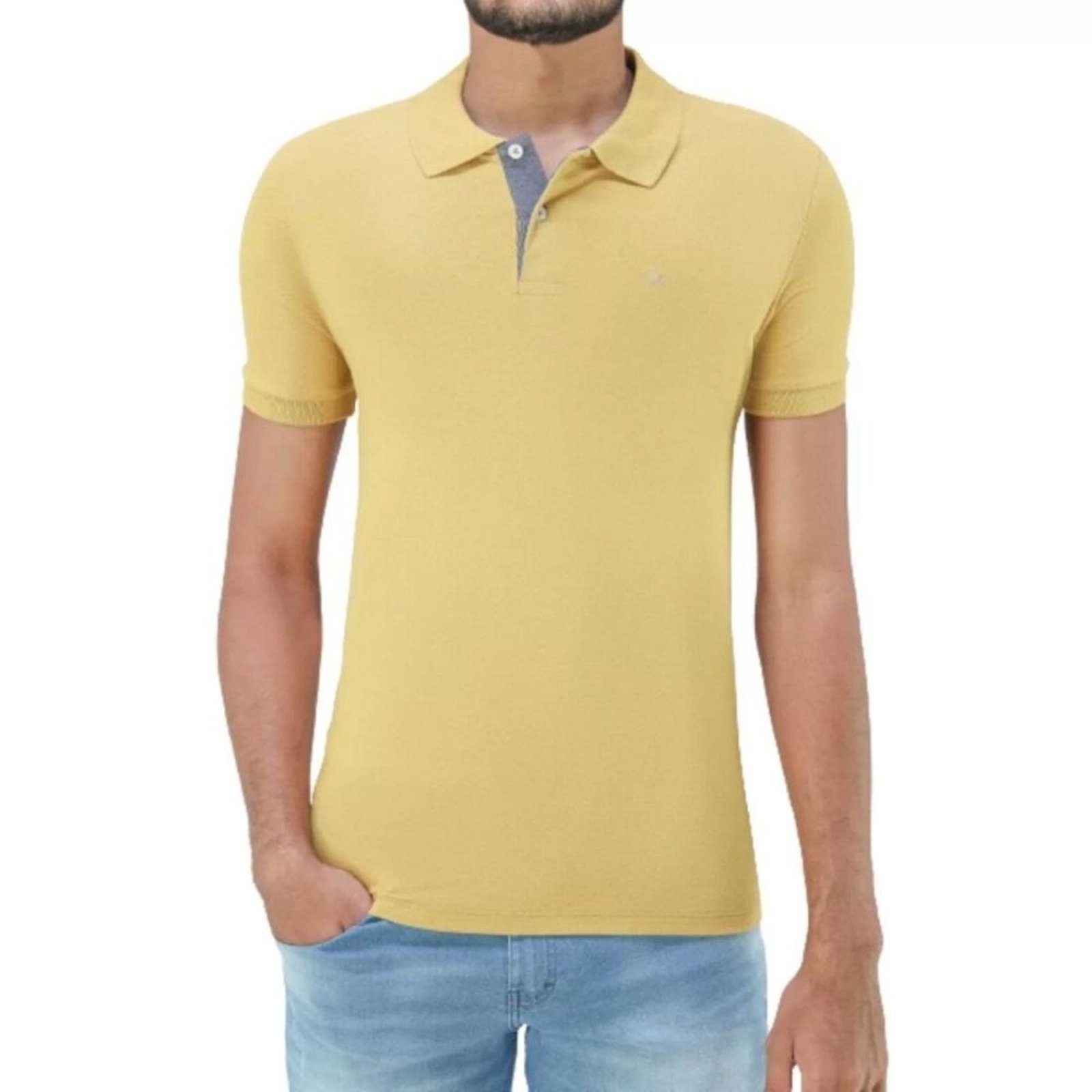 Camisa Polo Manga Curta Masculina 007001001 Slim Ogochi Amarela