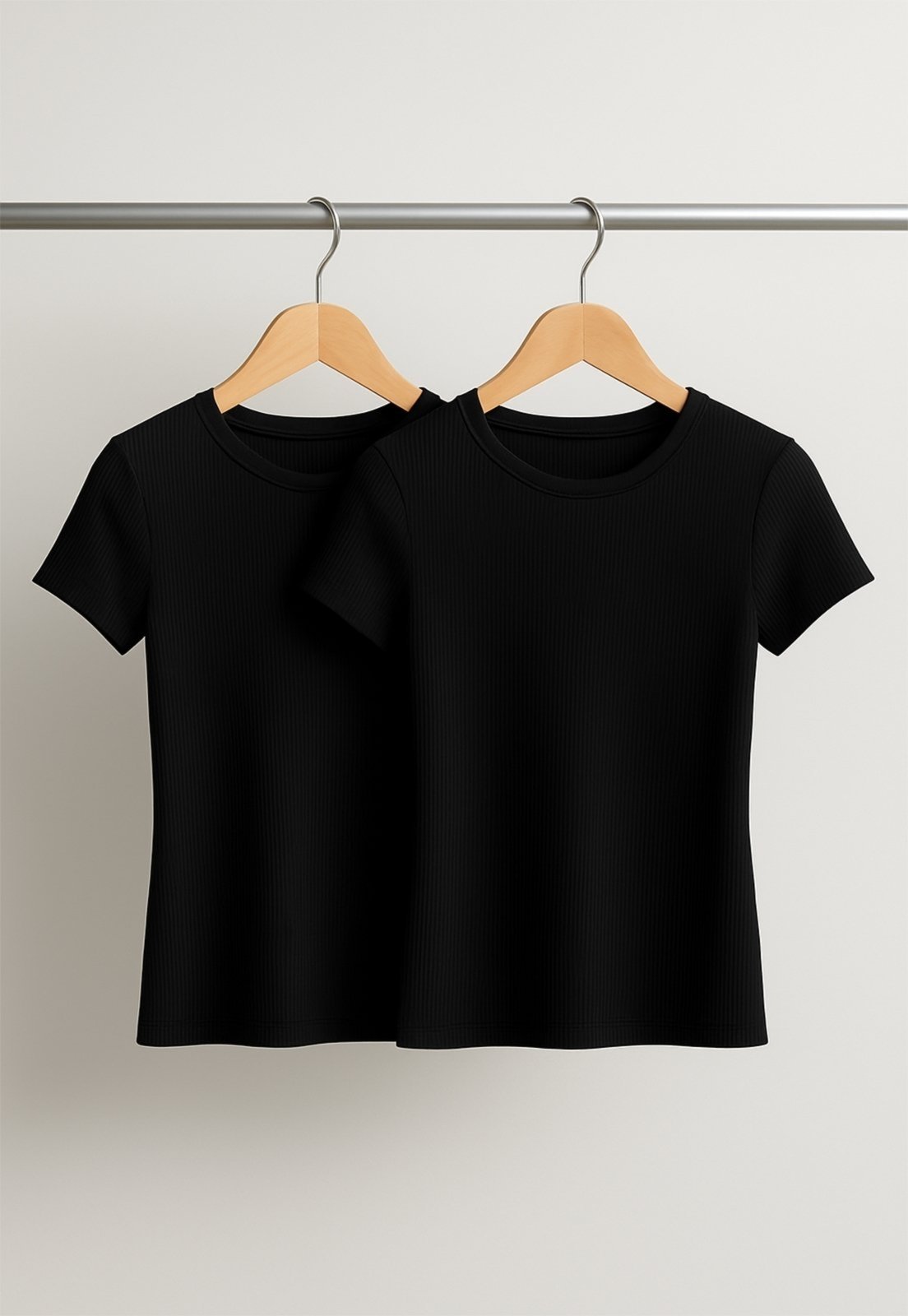 Kit 2 Blusas Básicas Manga Curta Canelada Salvatore Preto