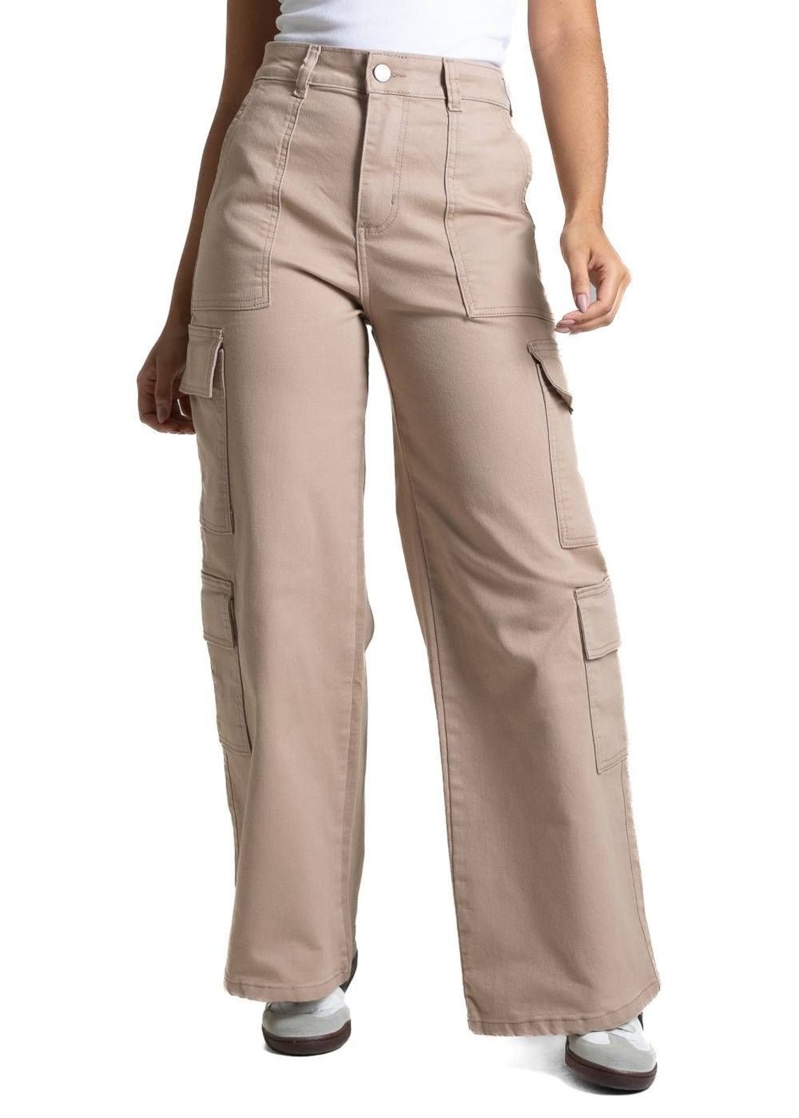 Calça Sarja Sawary Wide Leg Petit - 282418 - bege - Sawary