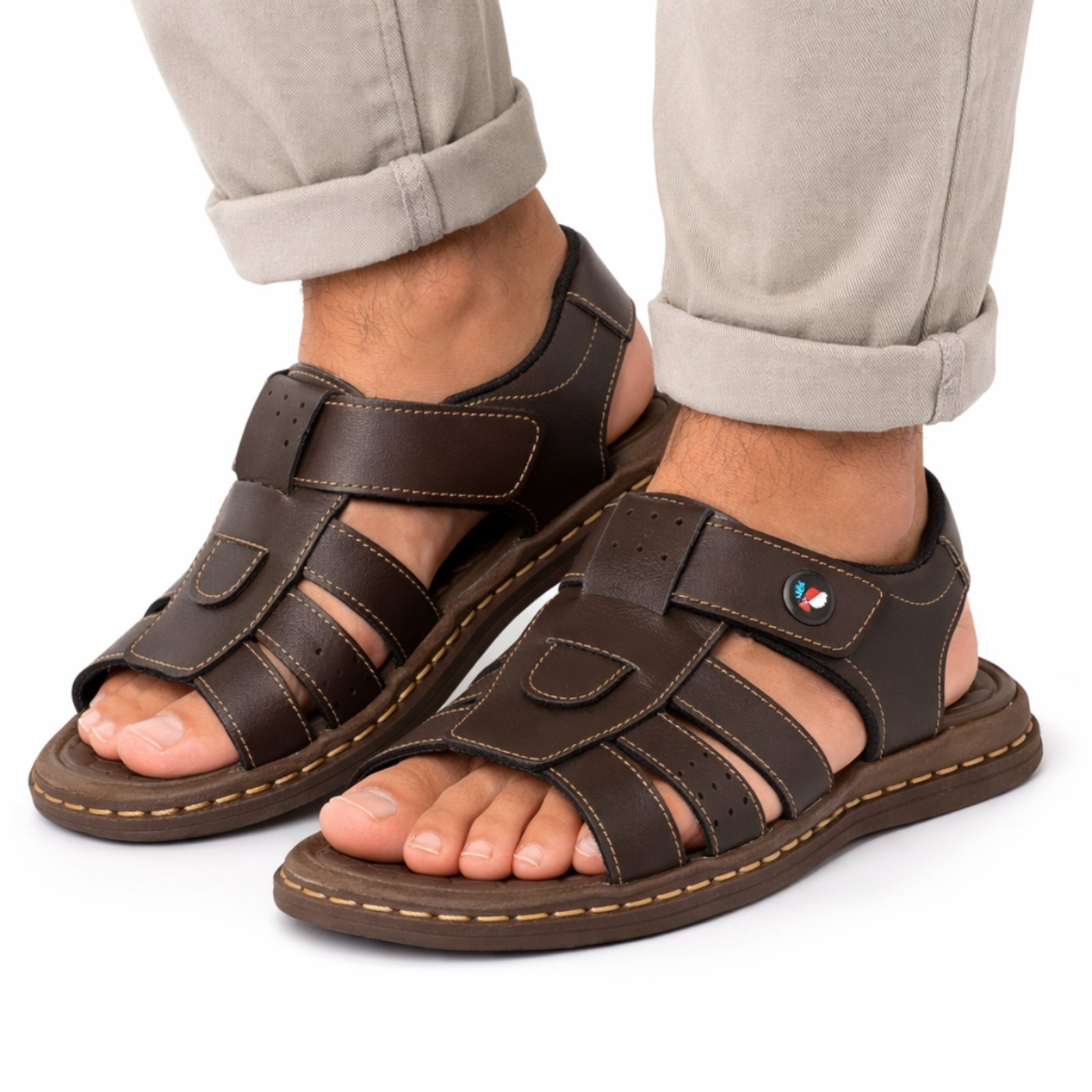 Sandália Franciscana Masculina Casual Ortopédico Resistente Marrom
