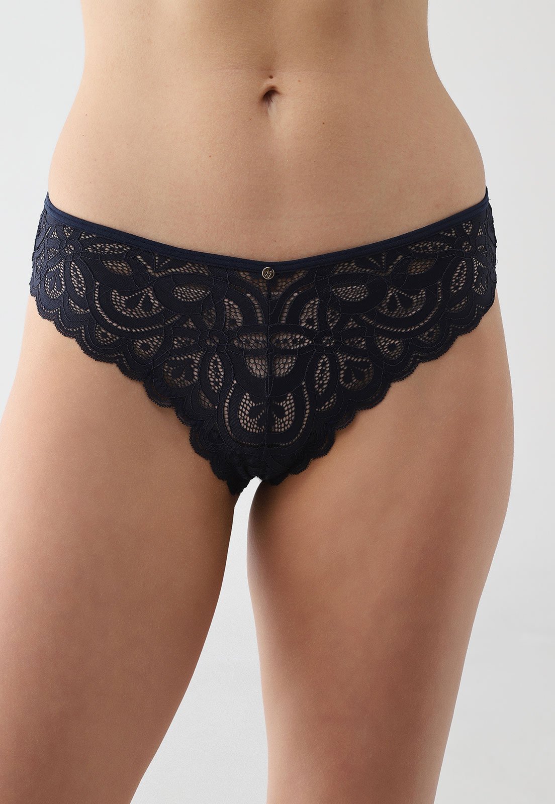 Calcinha Tanga Brasileira Hope Renda Azul Marinho