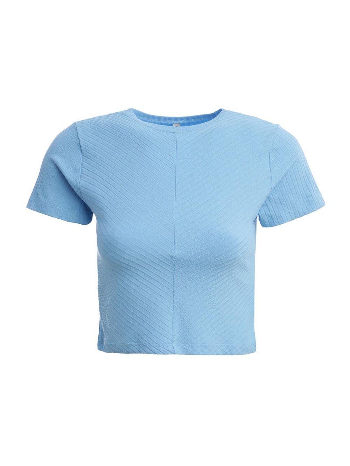 Vista 3 Blusa Cropped Manga Curta Feminina AZUL CLARO Bright Girl'S unico azul Bright Girl'S unico azul