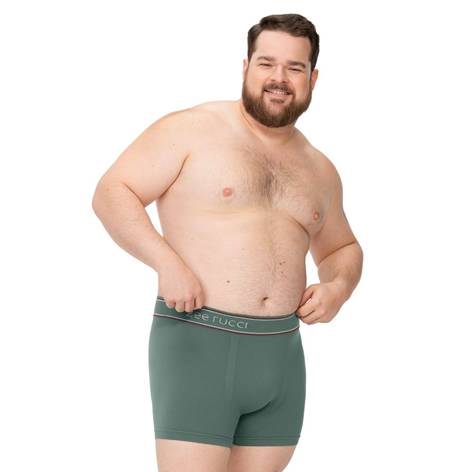 Cueca Boxer Plus Size Linear sem Costura Verde Escuro
