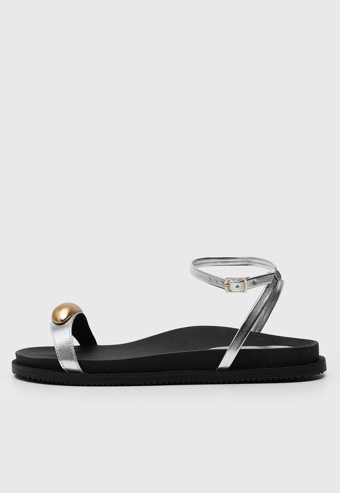 Rasteira Dafiti Shoes Aplicação Prata
