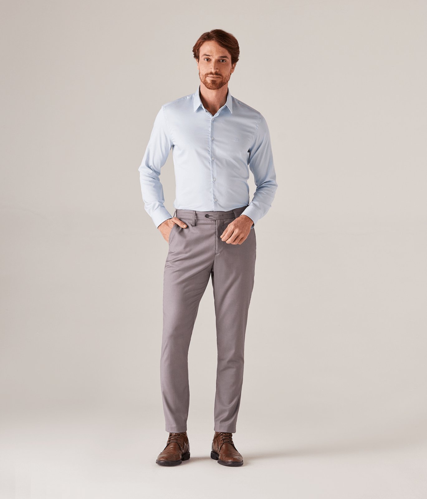 Calca Social Cos Alfaiataria Masculina Cinza Mescla