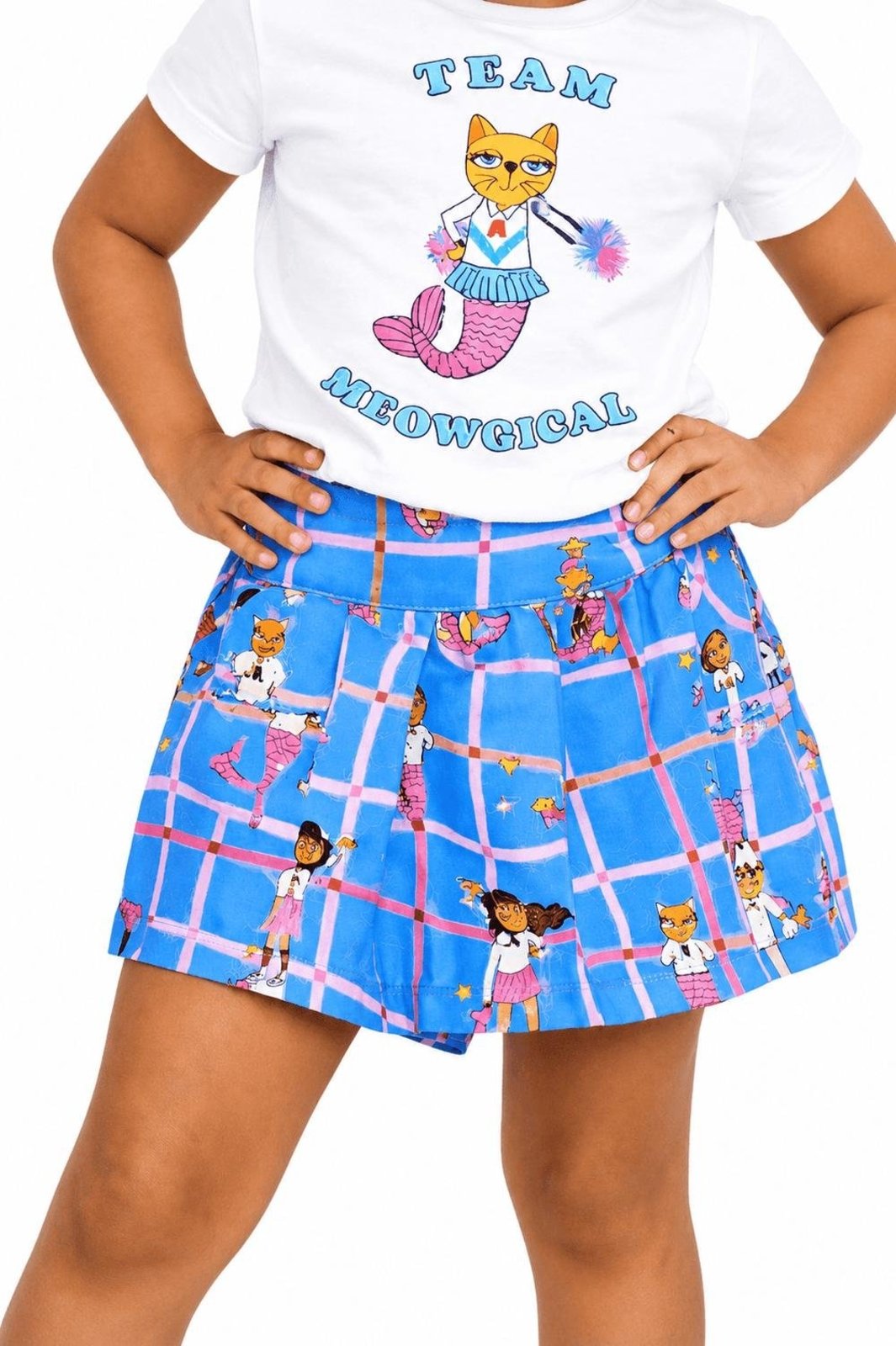 Infantil - Short Saia Menina Animadoras Subaquáticas Alphabeto Azul