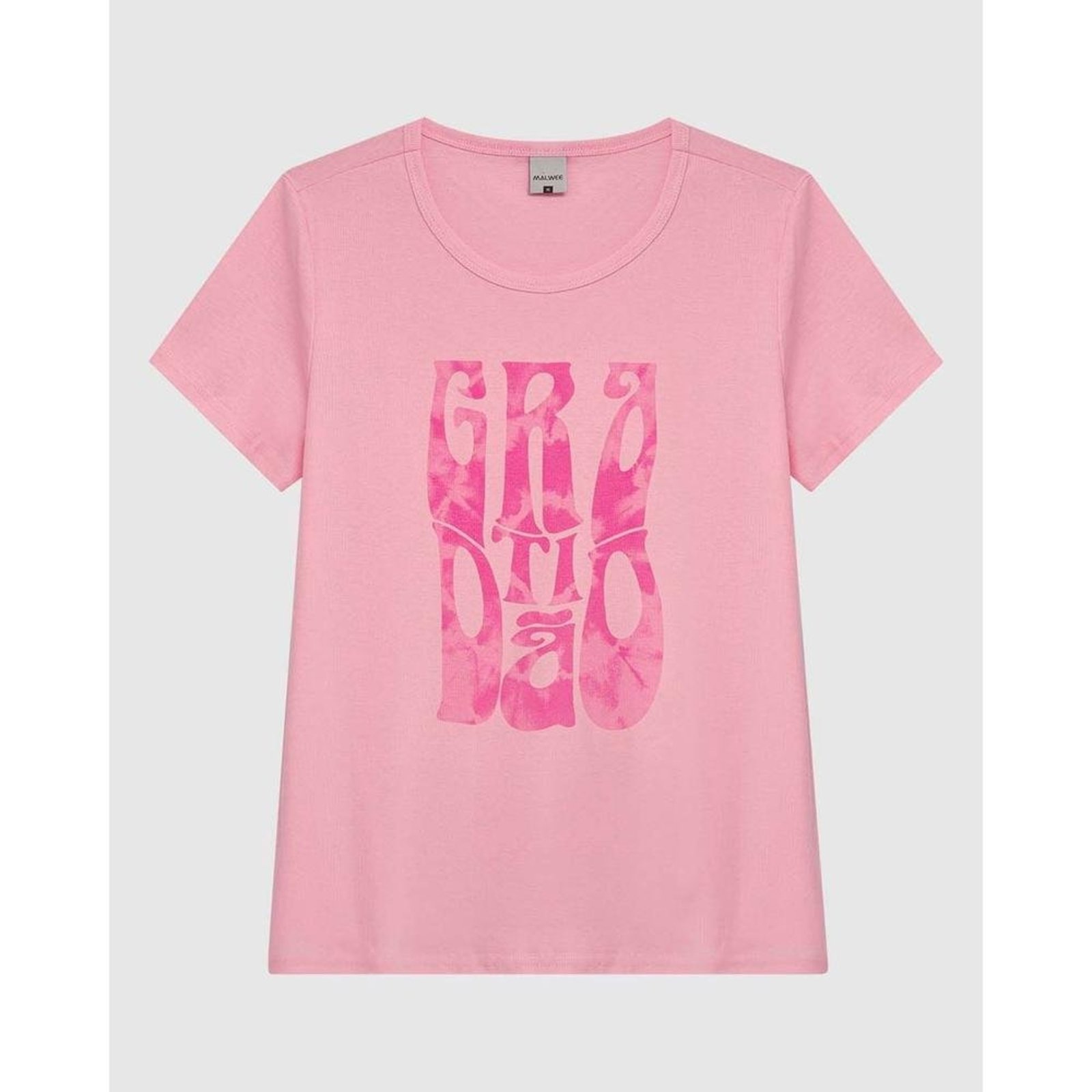 Camiseta Feminina Manga Curta Estampa Frontal Em Malha Algodão