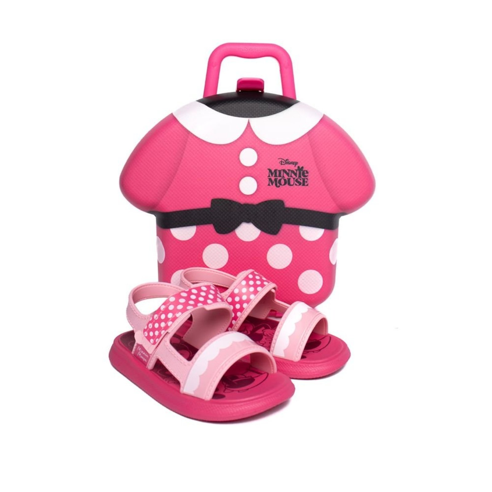 Infantil - Sandália Disney Case Baby Papete Minnie Rosa/Branco