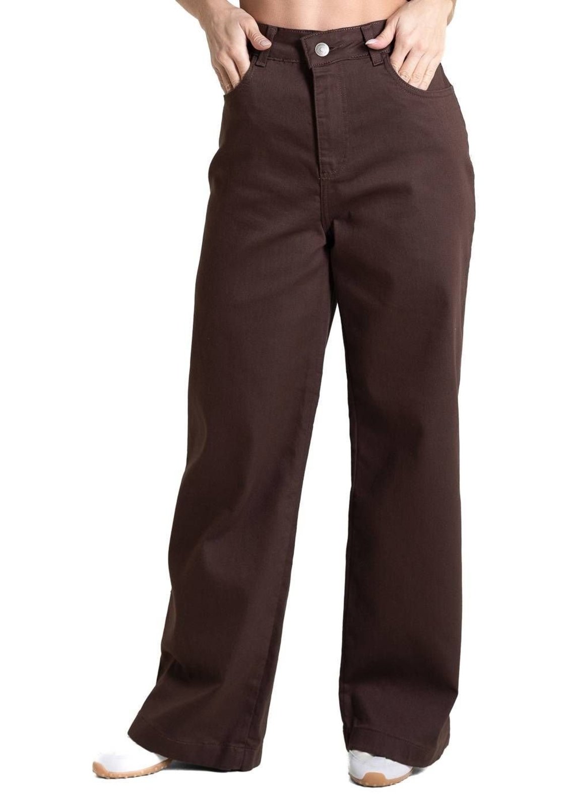 Calça Sarja Sawary Wide Leg Petit - 283694 - Marrom - Sawary