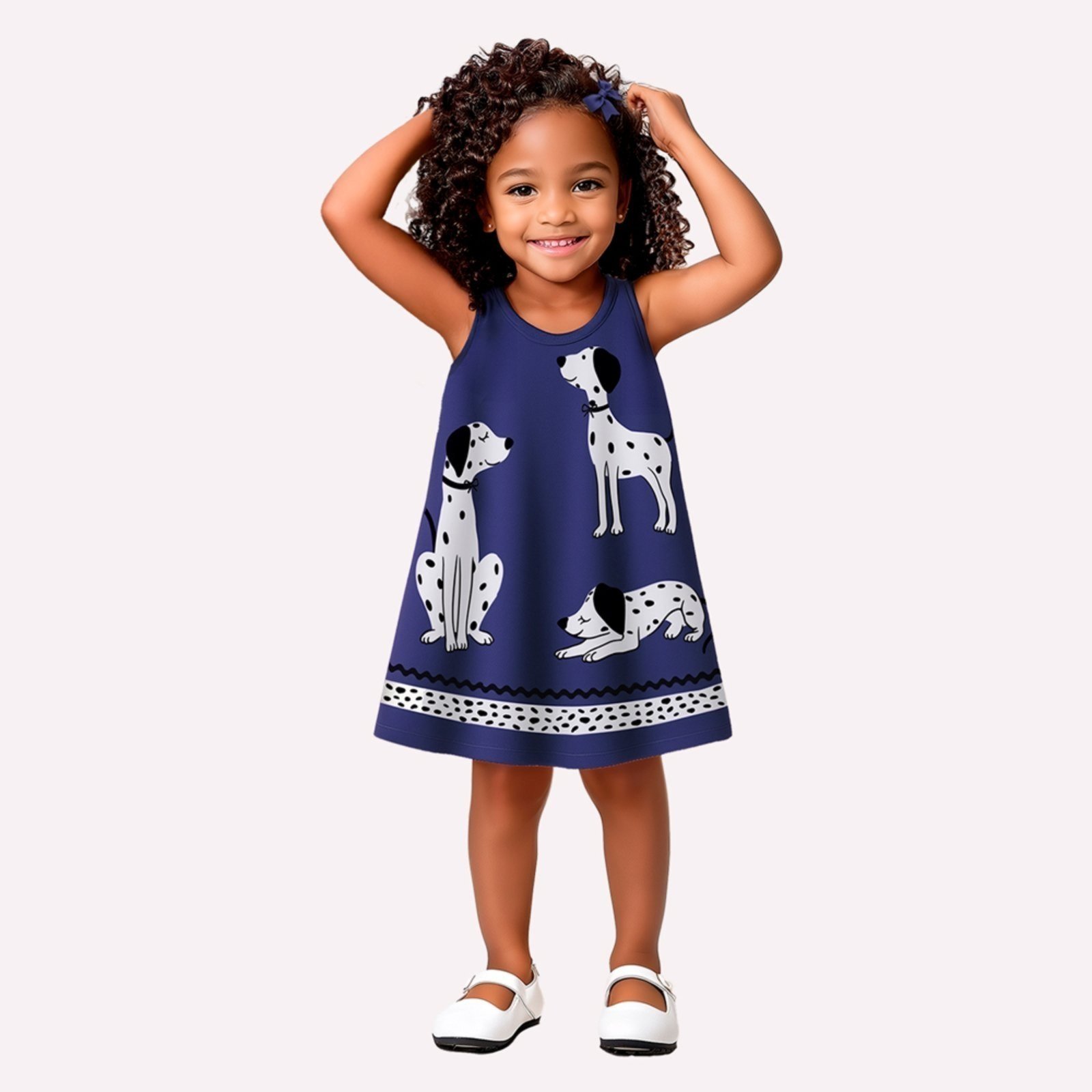 Vista 2 Infantil - Vestido Menina Cachorrinhos Kyly azul Kyly azul