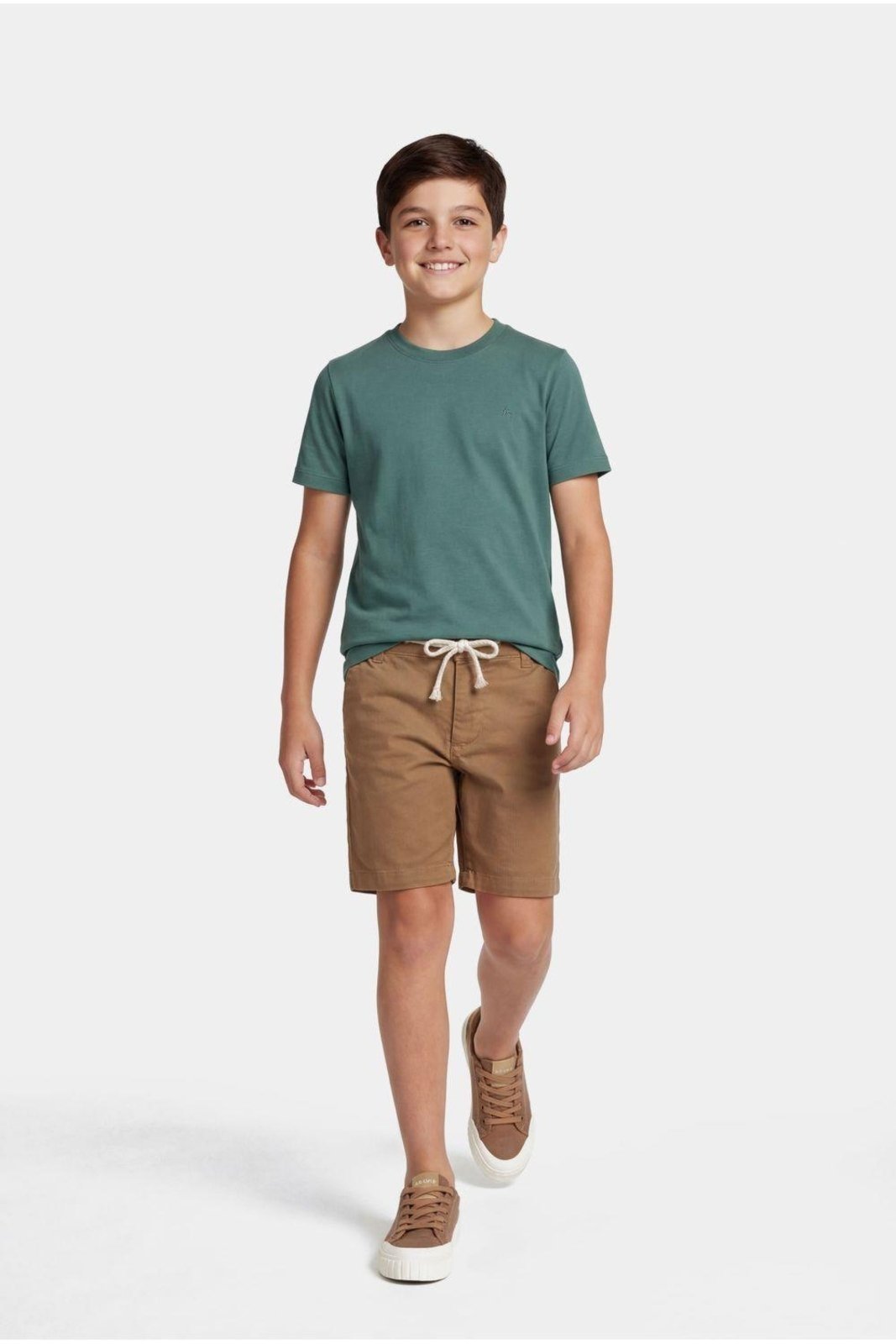 Vista 3 Infantil - Bermuda Aramis Sarja Chino Maquinetada Caqui bege caqui Aramis bege caqui
