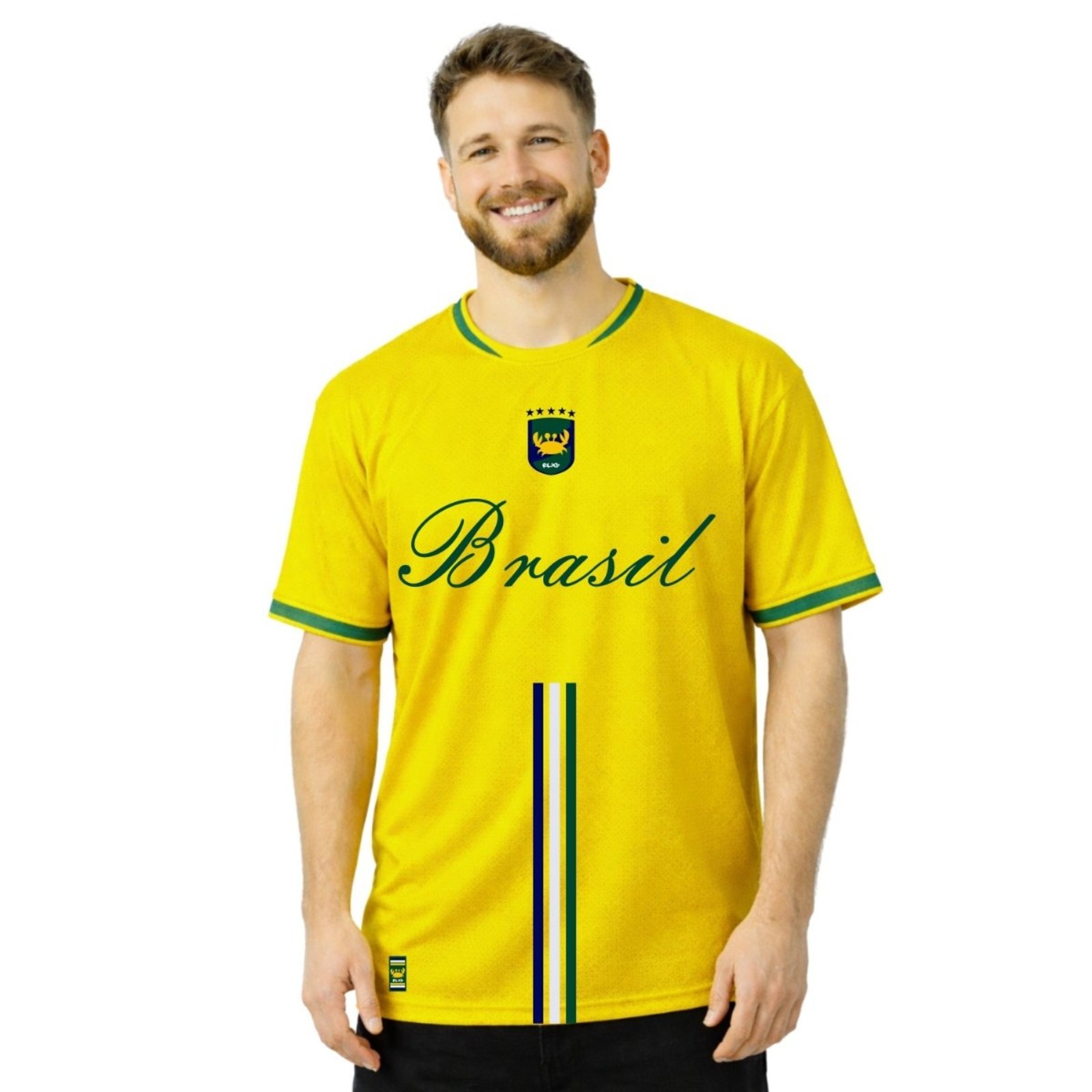 Camiseta Masculina Dry Fit Manga Curta Amarelo Respirável para Academia