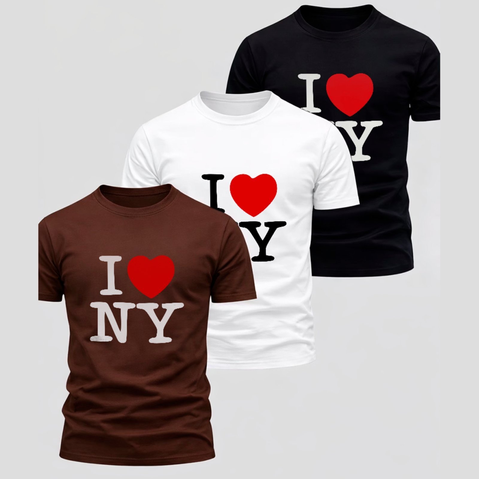 Kit 3 Camisetas Básicas I Love NY Design Icônico Nova York Casual