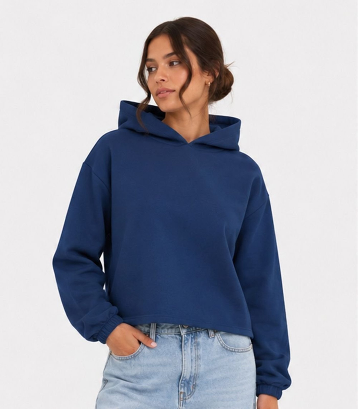 Blusão Com Capuz Feminino Em Moletom Infinita Cor Azul