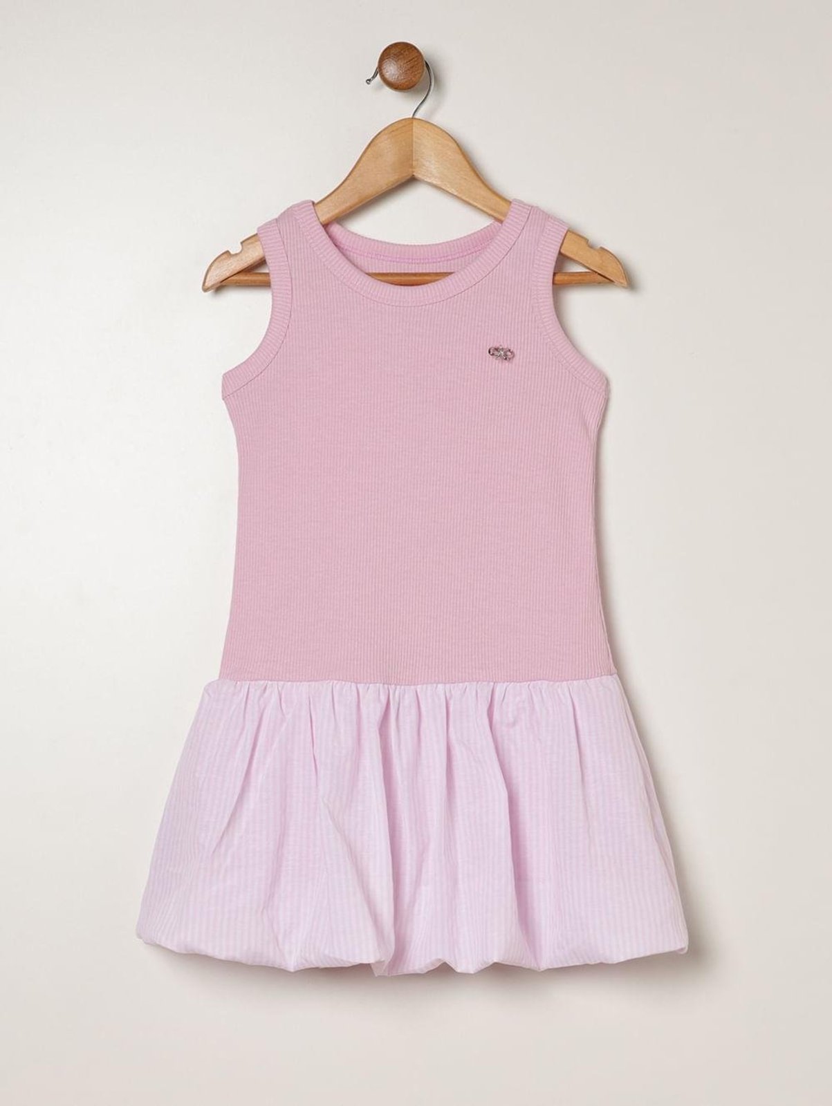 Infantil - Vestido Ribana Tricoline Para Menina - ROSA