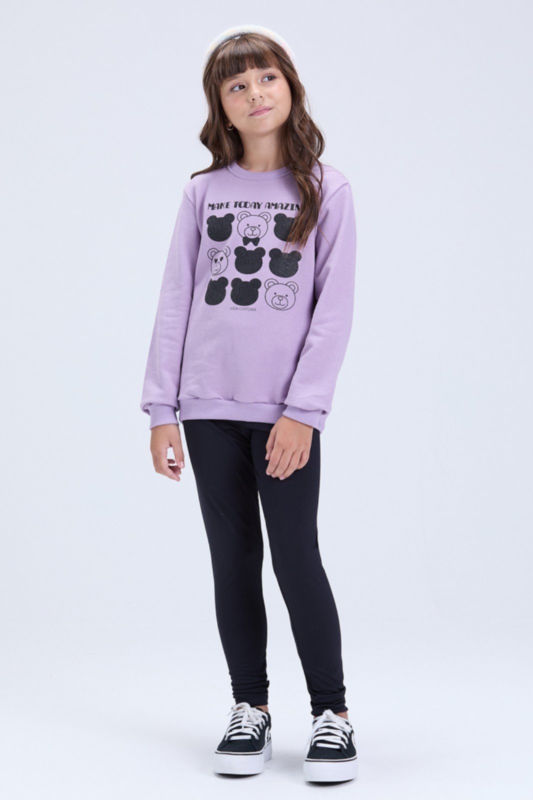 Infantil - Conjunto Feminino de Inverno Moletom Ursinhos e Legging
