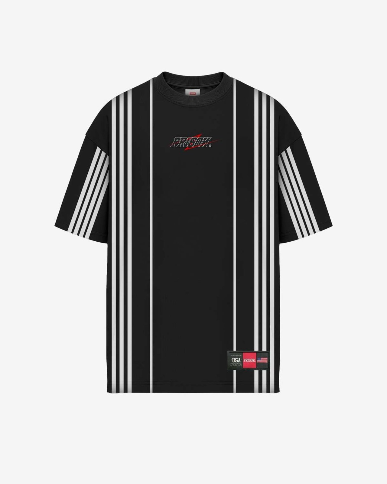 Camiseta listrada masculina preta Preto