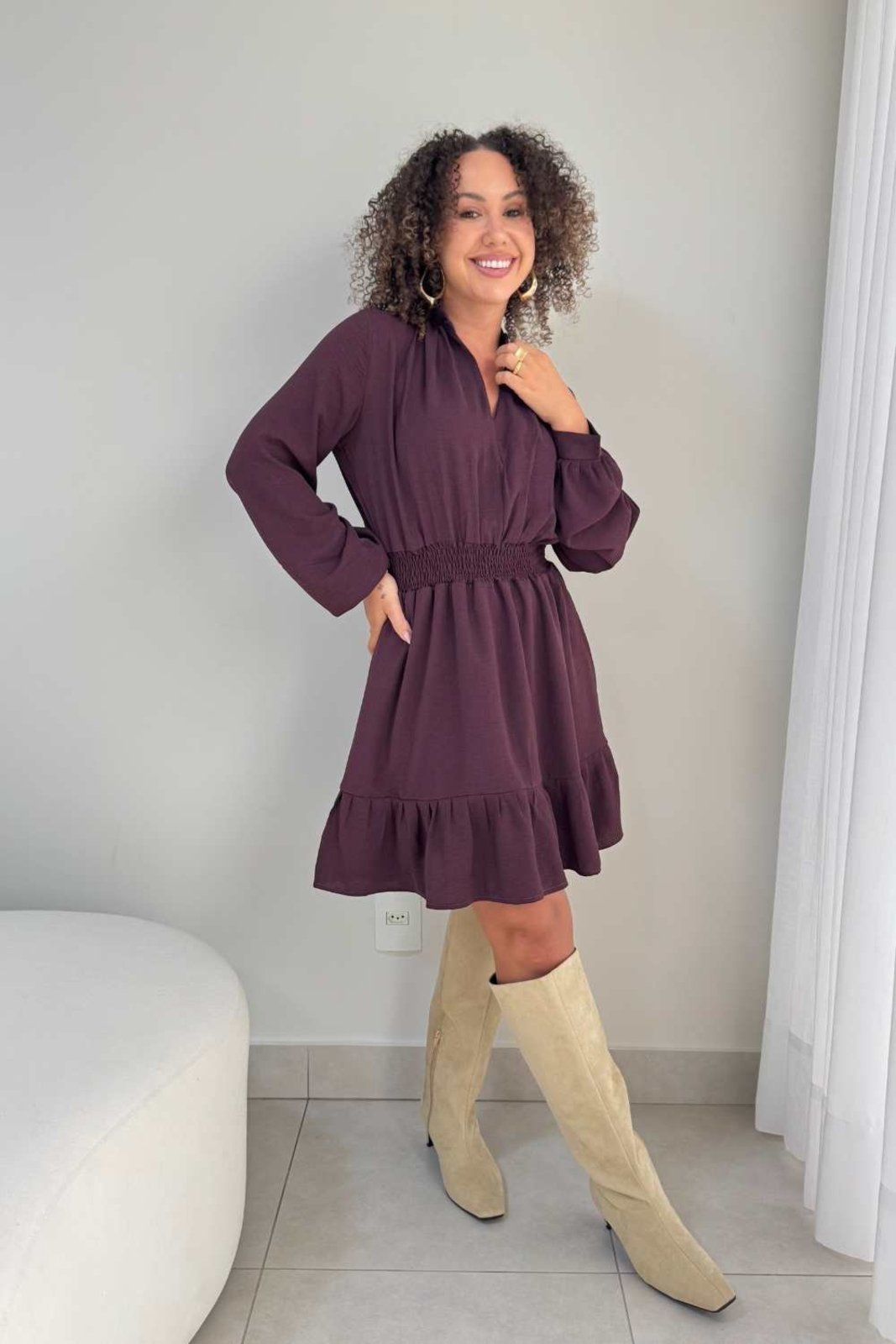 Vestido Vanibele Curto Vinho