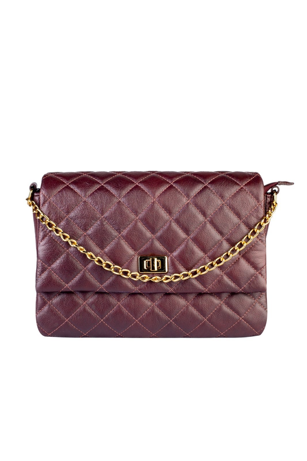 Vista 2 Bolsa Andrea Vinci Grande De Couro Matelassê Giorgia - Marsala vermelho Andrea Vinci vermelho