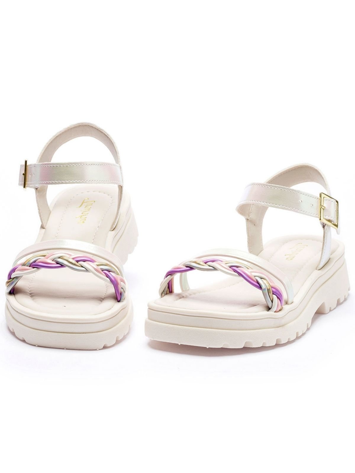 Vista 3 Infantil - Sandália Feminina Tininha Trança Off White off-white white Tininha off-white white