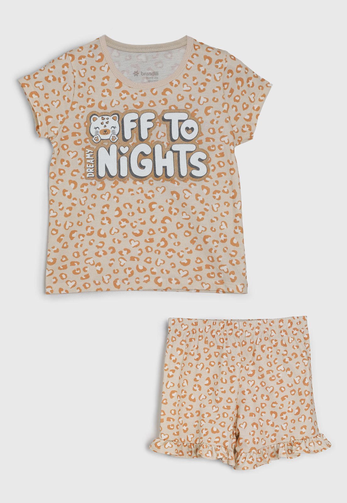 Vista 2 Pijama Curto Brandili Animal Print Off-White off-white white Brandili off-white white