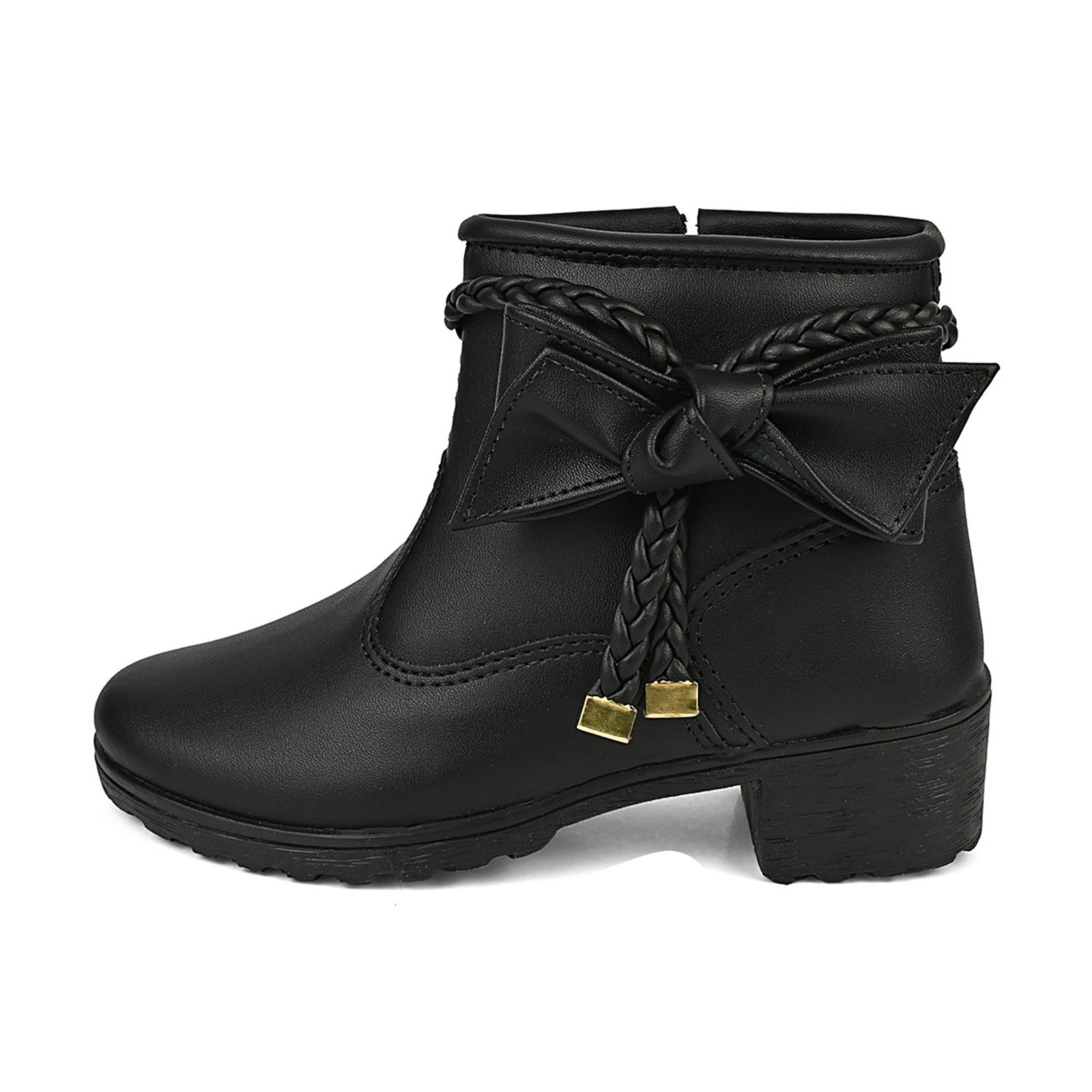 Infantil – Bota Coturno Feminino Ankle Boot Laço e Trança Lulopé