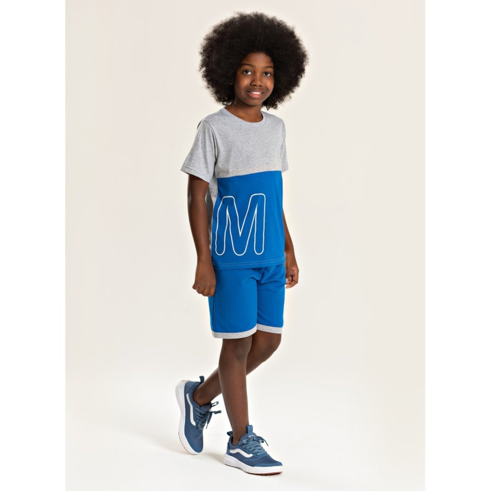Infantil – Conjunto Molekada Verão Menino Mescla Camiseta com Recorte e Bermuda com Barra