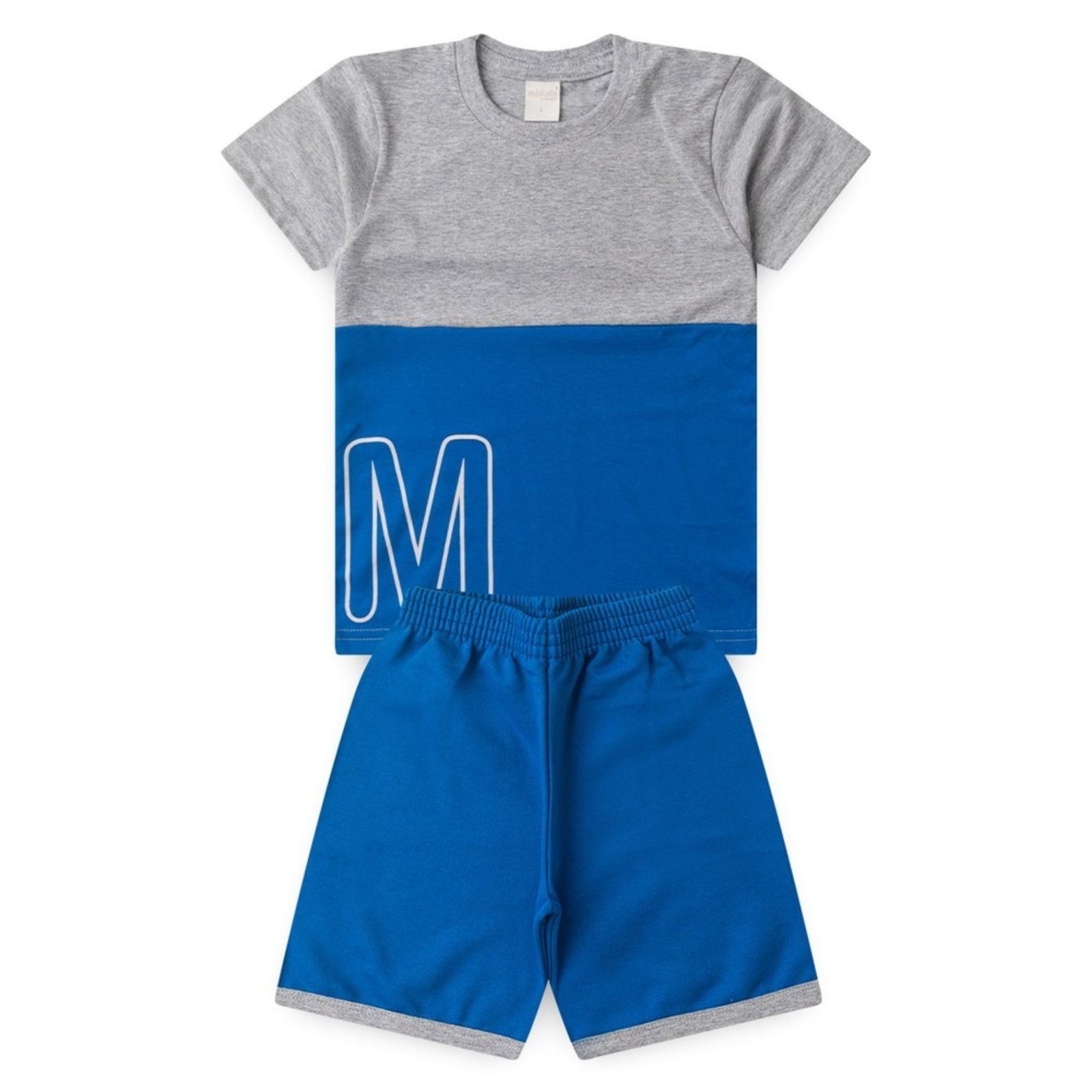 Vista 3 Infantil - Conjunto Molekada Verão Menino Mescla Camiseta com Recorte e Bermuda com Barra cinza Molekada cinza