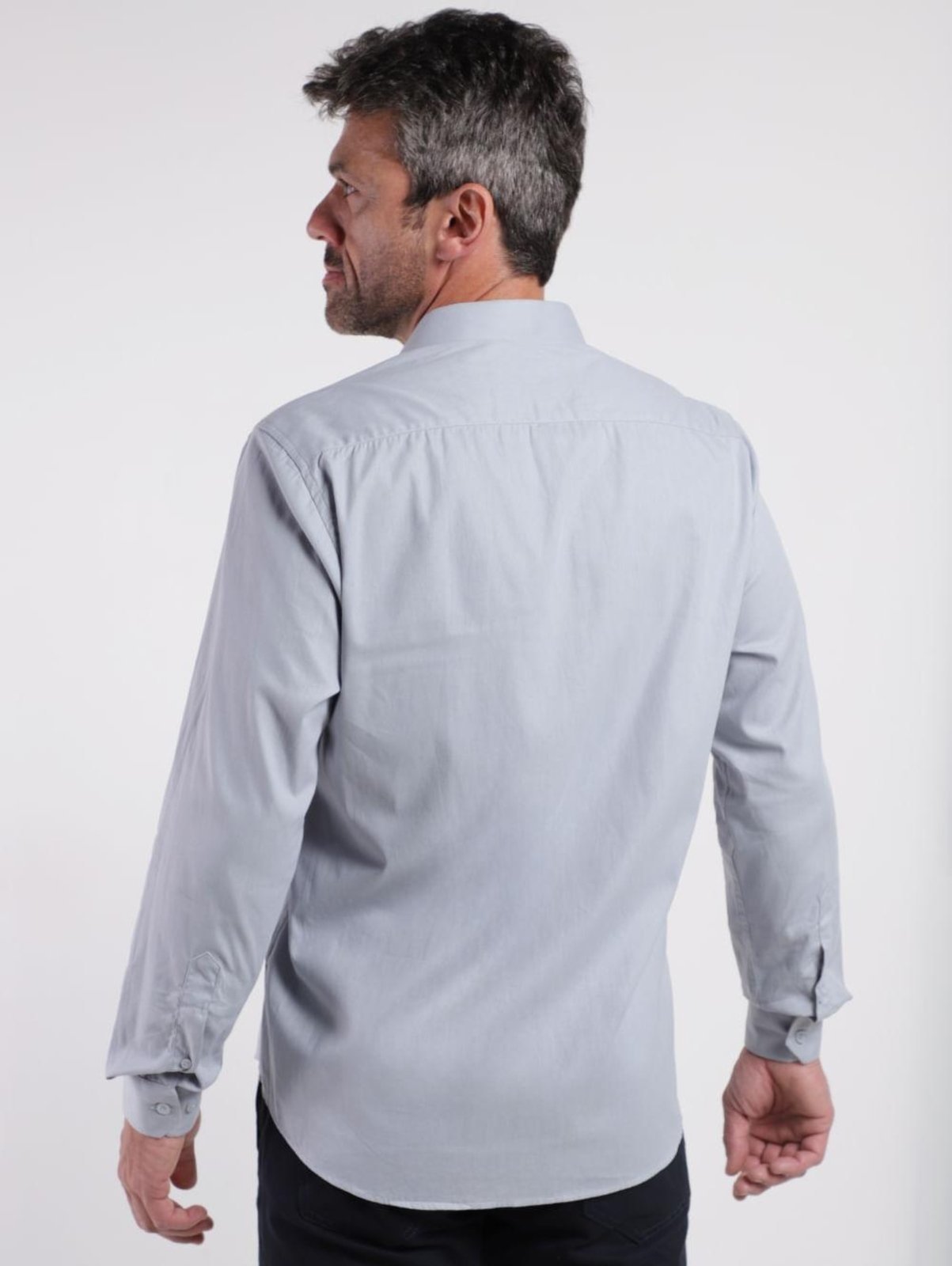 Vista 3 Camisa Slim Fit Eletrón Masculina cinza Elétron cinza