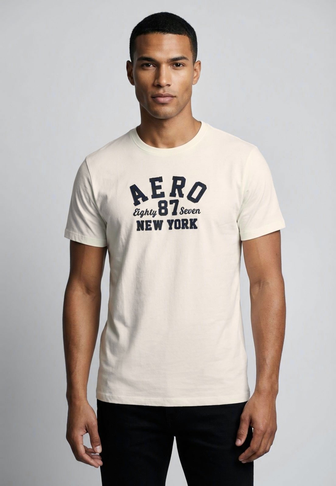 Camiseta Masculina Aeropostale Logo Alto Relevo Off-White