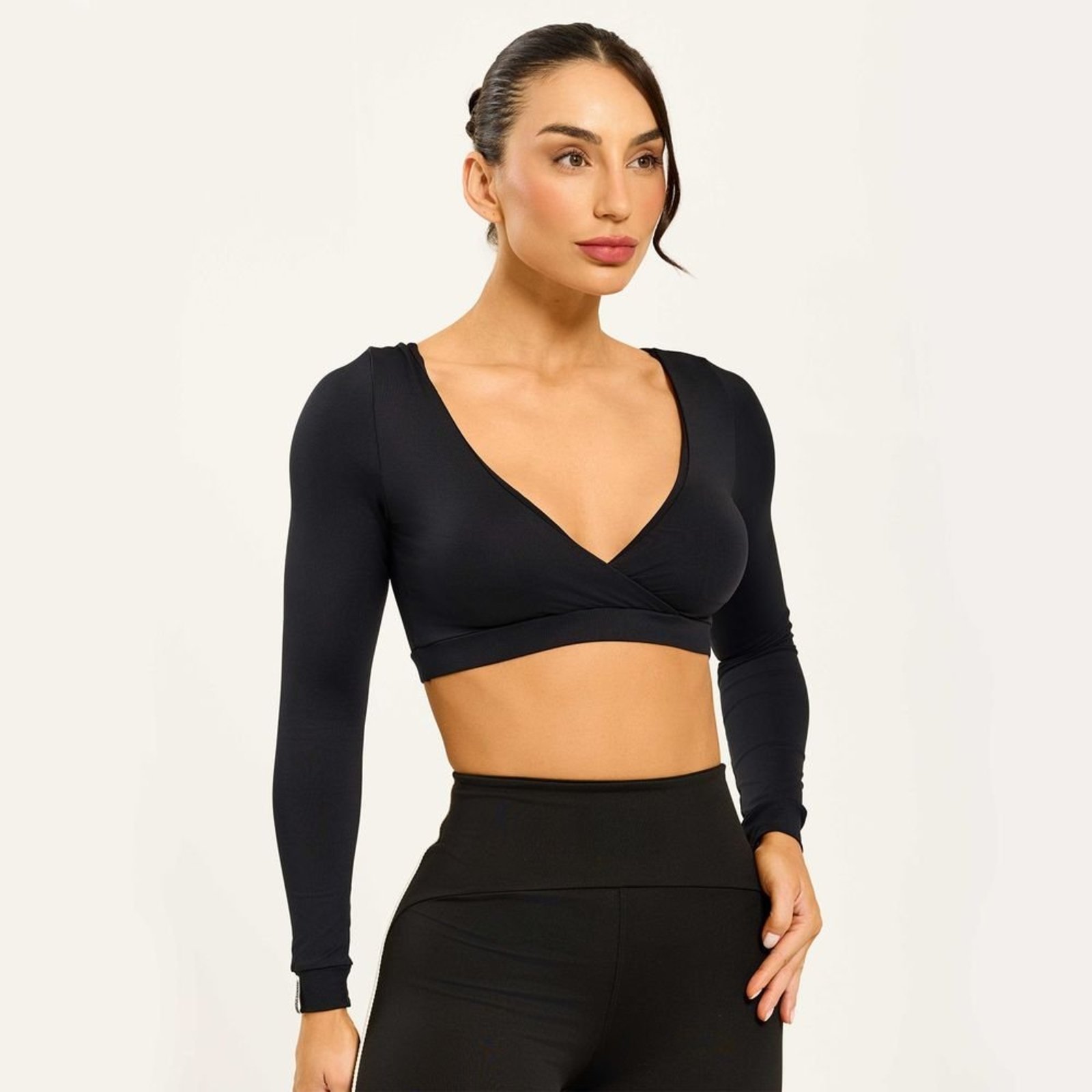 Vista 2 Cropped Dois Lados Poliamida Soft Donna Carioca preto Donna Carioca preto
